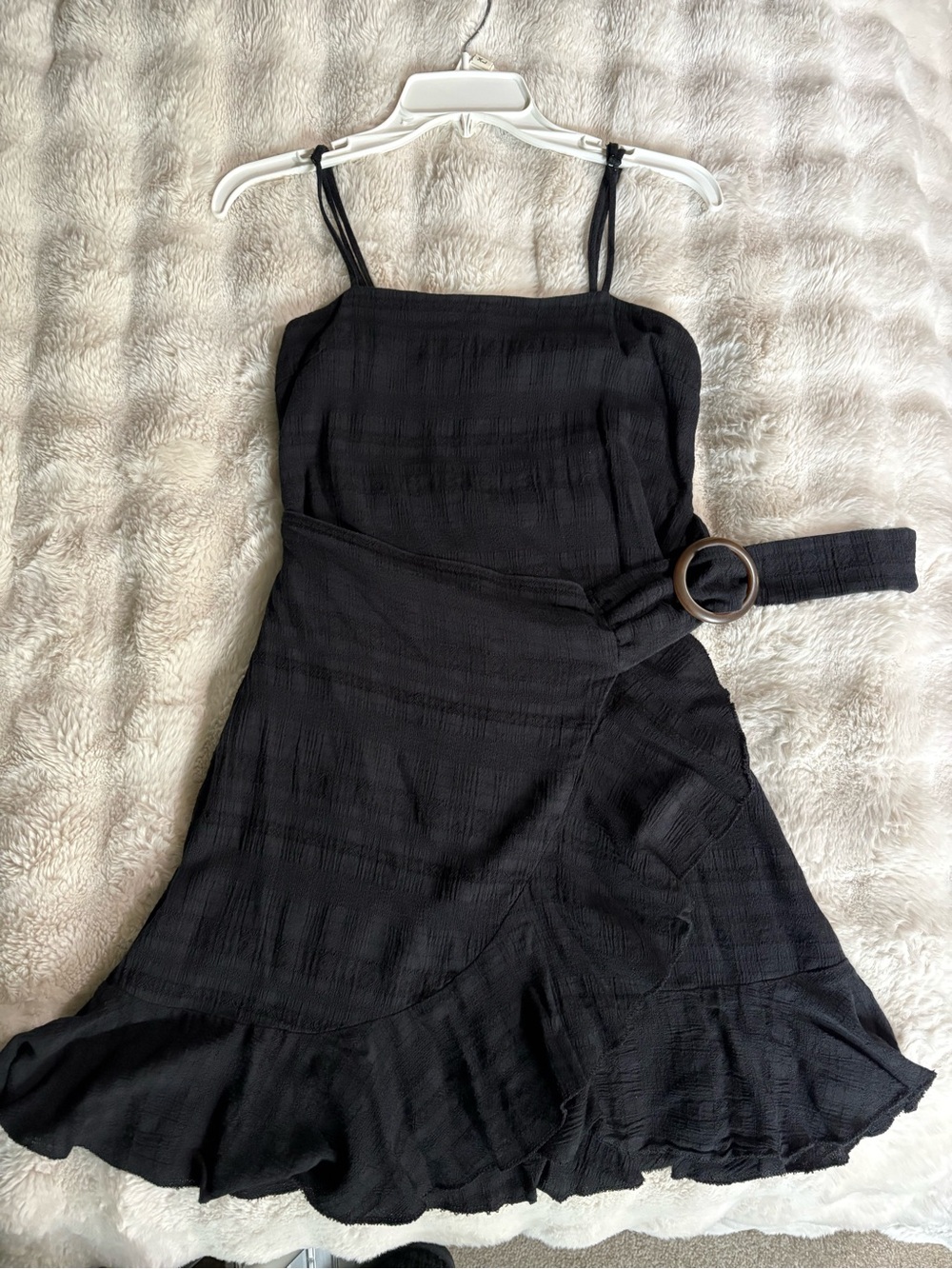 American Eagle Black Spaghetti-Strap Belted Sun Dress size m